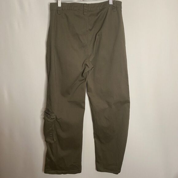 Hot Topic Olive Green Multi-Pocket Girls Cargo Wide Leg Trousers Y2K Size 9 - Picture 2 of 11